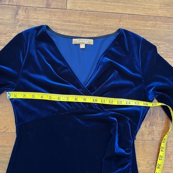 Ellen Tracy Women Velvet  Blue and Navy Dress Size S - Picture 9 of 10